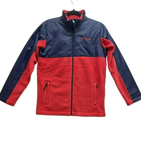 Mens columbia Basin Butte fleece full zip  Red And Navy Blue Cozy New NT Size L - Picture 1 of 12